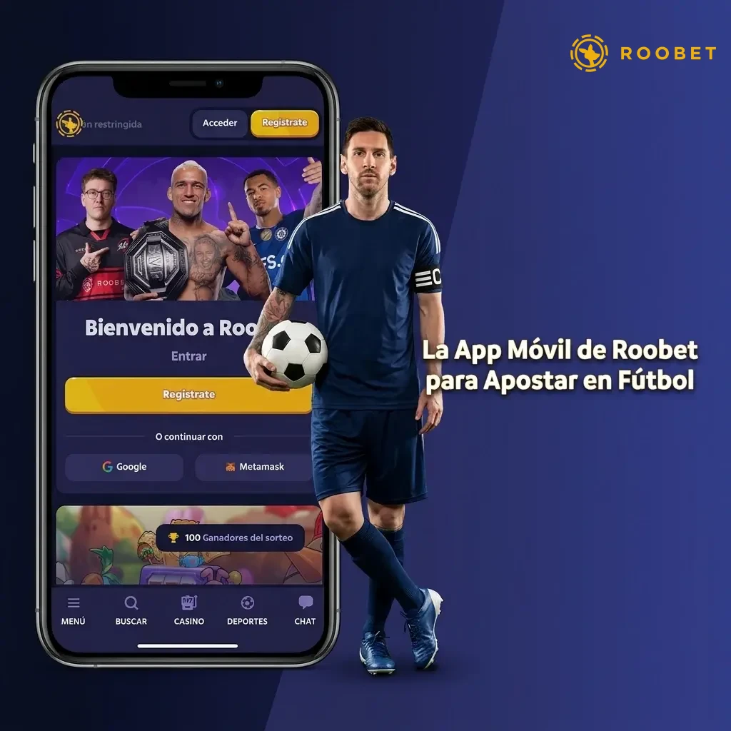App móvil de Roobet para apostar en fútbol desde Android e iOS en Argentina con cuotas en vivo.