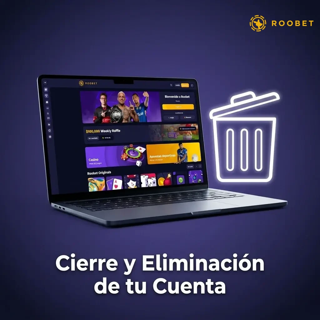 Pasos para cerrar y eliminar tu cuenta en Roobet: retirá tu saldo y contactá al soporte oficial.