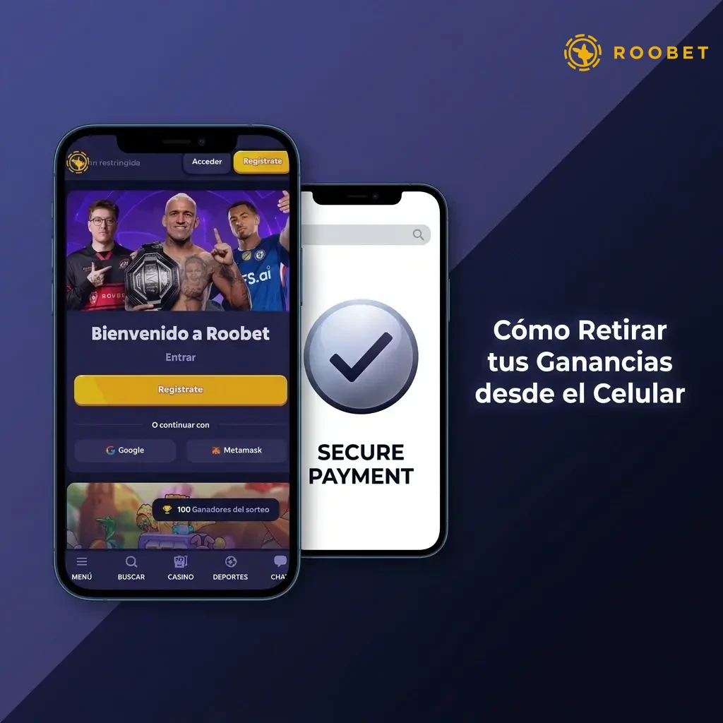 Guía para retirar ganancias desde el celular en Roobet con criptomonedas y otros métodos de pago.
