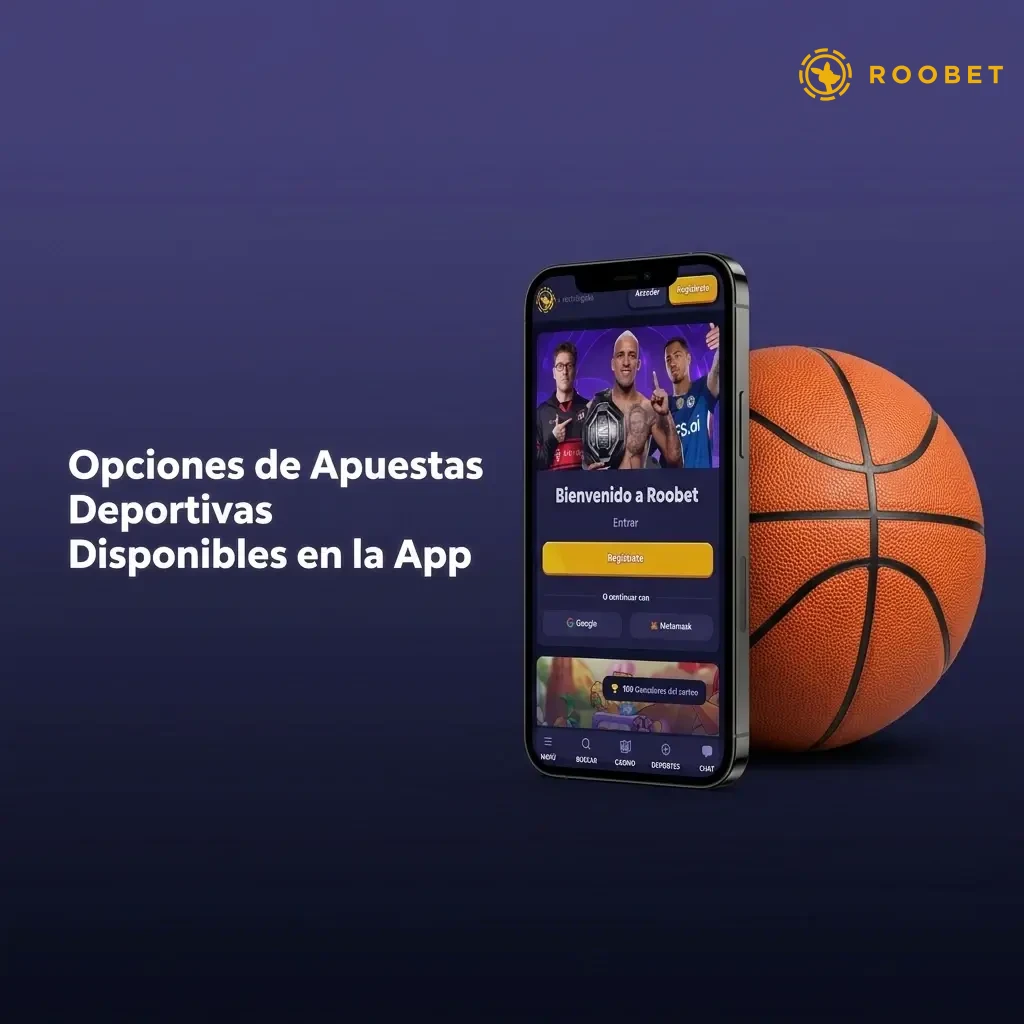 Opciones de apuestas deportivas en la app Roobet: fútbol, básquet, tenis, esports y más deportes disponibles.